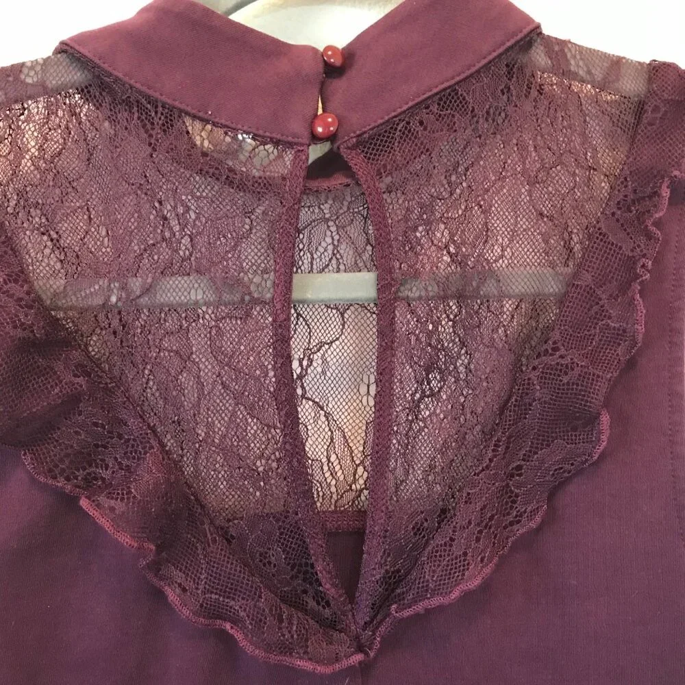 Free People Beaumont Muse Lace Detail Women's Mini Bodycon Dress‎ Size S Purple